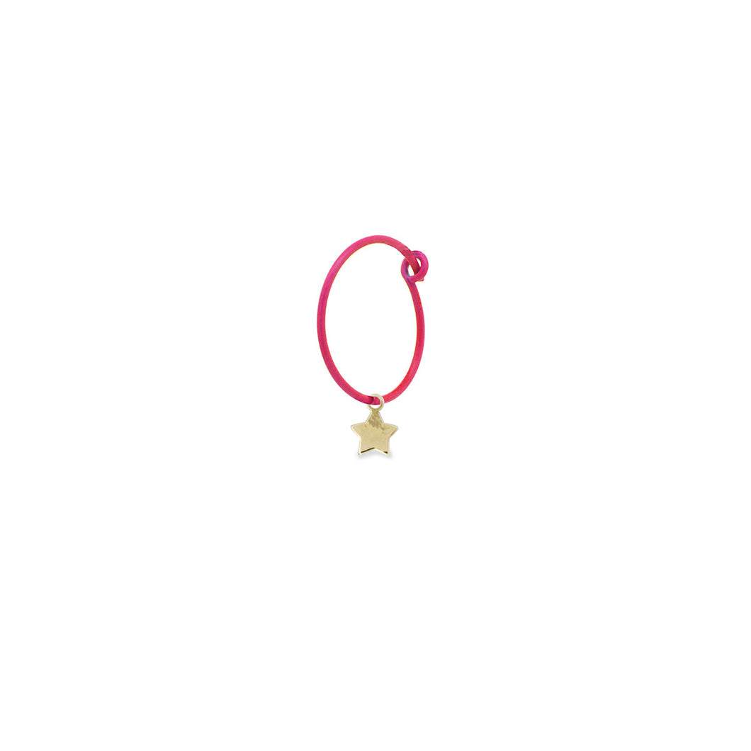 MONO-ORECCHINO STELLA HOOP FUCSIA FLUO - ORO18KT