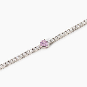 Bracciale tennis cuore rosa argento e zirconi Mabina