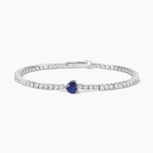 Bracciale tennis cuore blu argento e zirconi Mabina