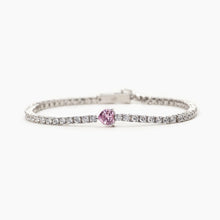 Carica l&#39;immagine nel visualizzatore di Gallery, Bracciale tennis cuore rosa argento e zirconi Mabina
