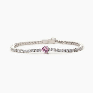 Bracciale tennis cuore rosa argento e zirconi Mabina