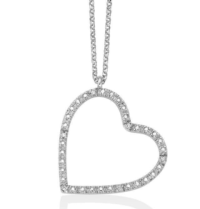 Collana Miluna Cuore Medio In Argento e Diamanti Naturali (+misure)