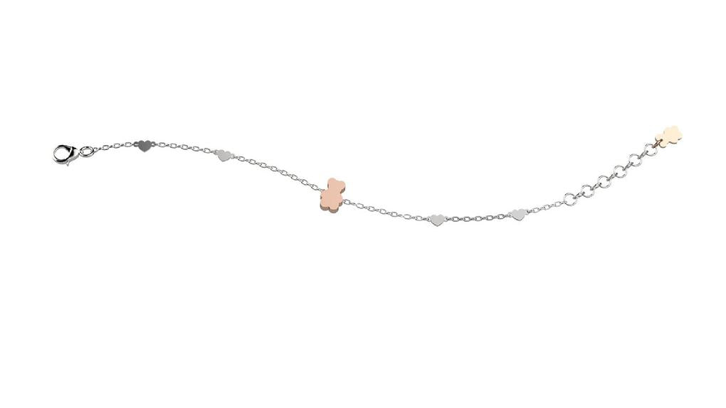 Bracciale Nanán argento cuori e orsetto