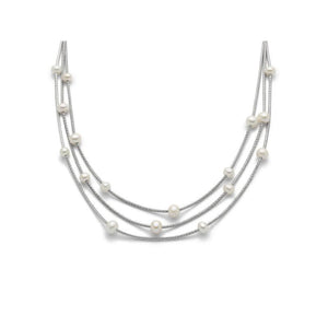 Collana Miluna multifilo con perle in argento
