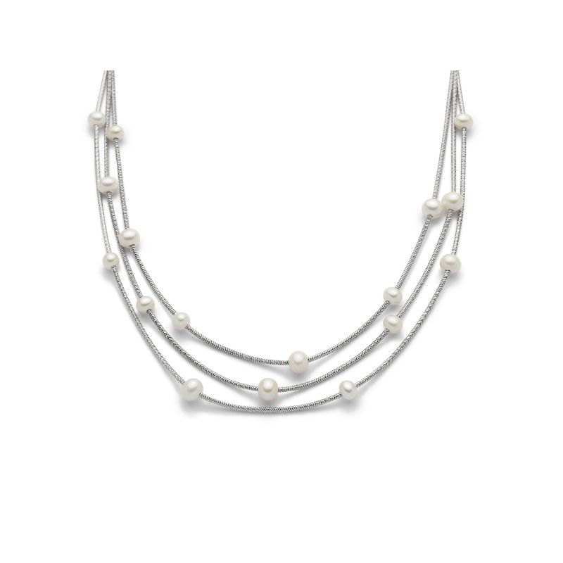 Collana Miluna multifilo con perle in argento